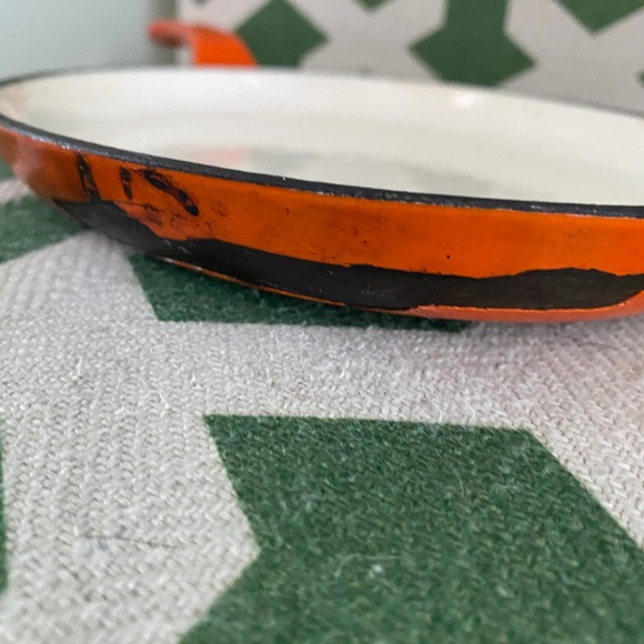 Rachel Ray cast iron, enamel fajita pan with handle, orange - Picture 3 of 7